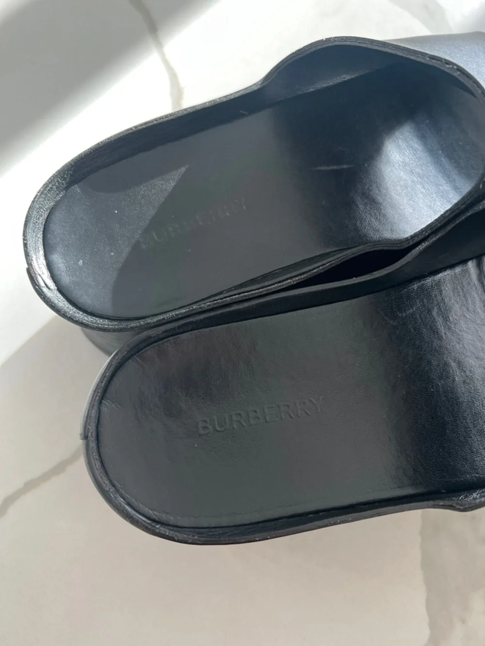 Burberry Black Leather Platform Slide - Picture 3 of 7
